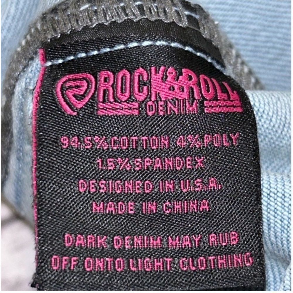 Rock and Roll Denim Light Wash Studded Fringe Denim Jacket - Picture 10 of 12